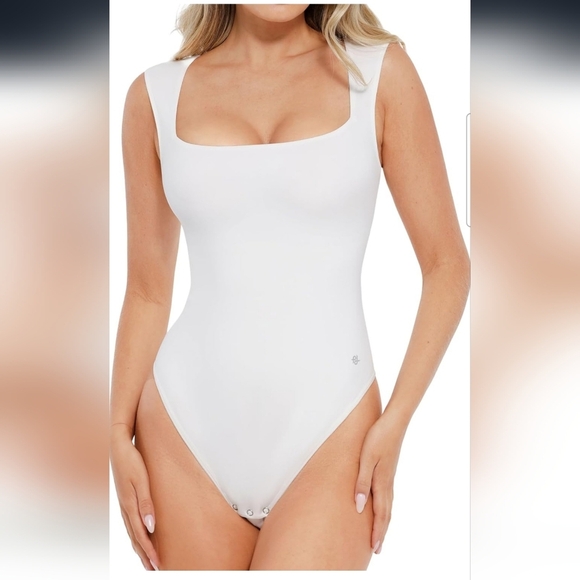 Popilush White Sleeveless Square Neck Shapewear Tummy Control Bodysuit Size 3XL - Picture 1 of 12
